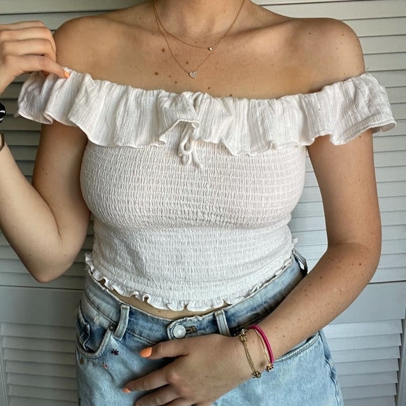 Zara Tops - White Off the shoulder summer Boho Zara Top